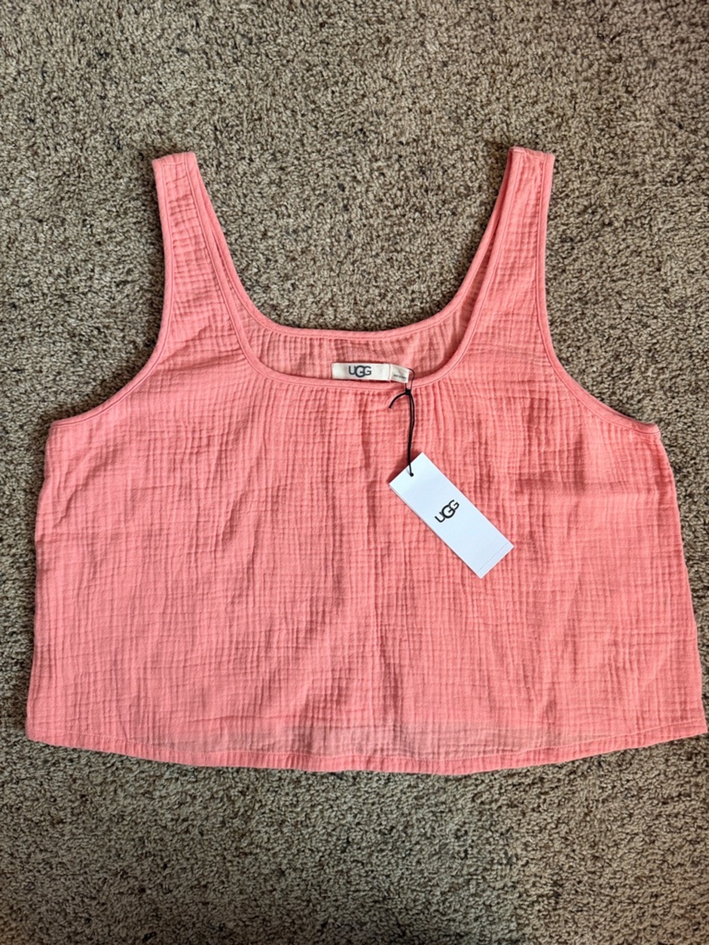UGG Coral Pink Cotton Gauze Cropped Tank